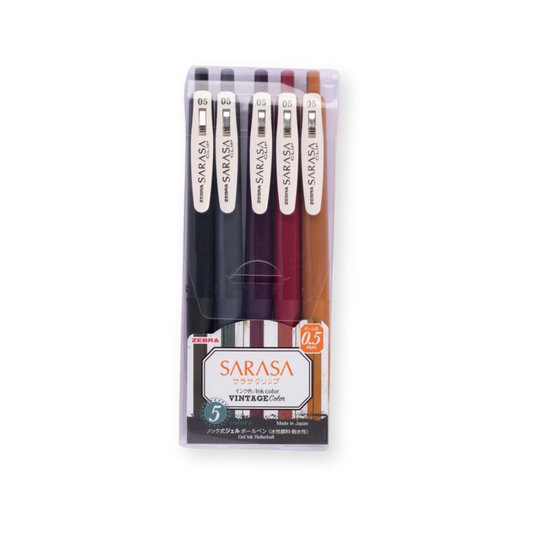 Zebra Sarasa Clip Gel Pen - Vintage Color - 5 Colors Set