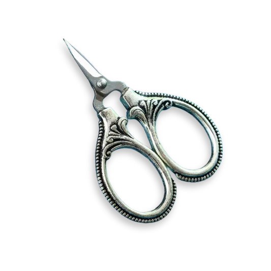 Scissors Mini Retro Charm - Silver Spark