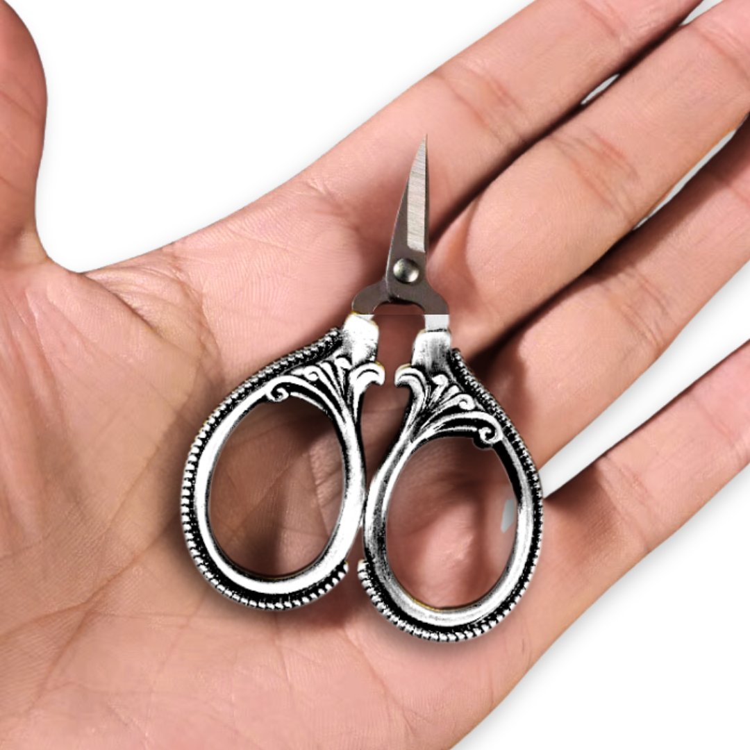 Scissors Mini Retro Charm - Silver Spark