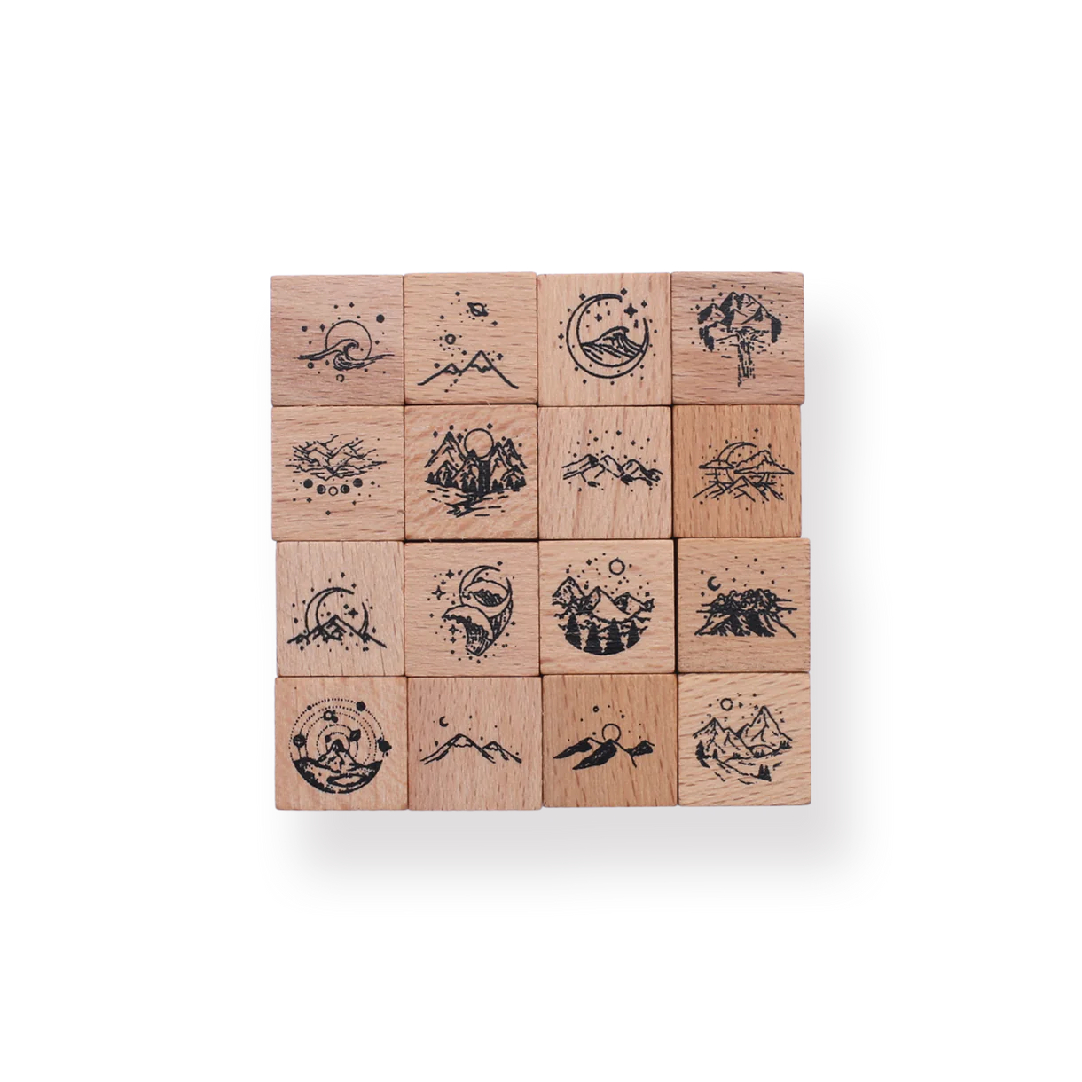 Wooden Stamp Set - Mountain & River Tranquility