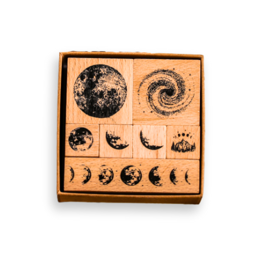 Wooden Stamp Set - Phases of the Moon